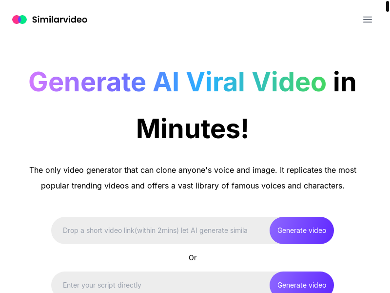 Similarvideo - AI Viral Video Generator